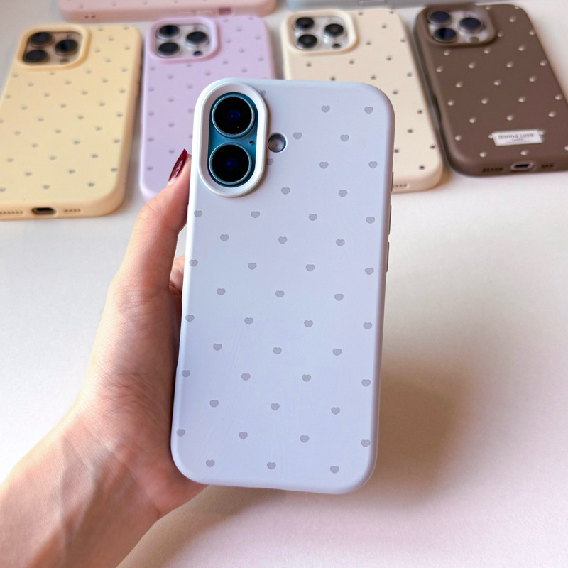 [i17]พร้อมส่ง 10สี🍦 T1S201 เคสนิ่มกันเลนส์กล้องลายจุด, ลายหัวใจ 💘 เคสไอโฟน สำหรับ iPhone case 11-15Promax,17Pro,17Promax รูปที่ 3
