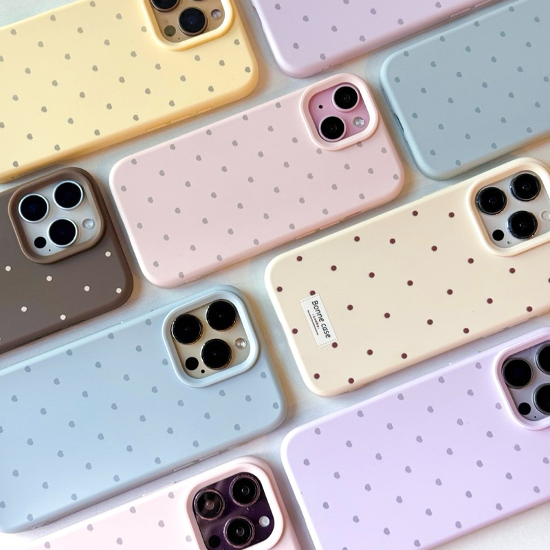 เคสไอโฟนกันเลนส์กล้องลายจุดหัวใจ เคสนิ่มดีไซน์น่ารักสำหรับ iPhone ทุกรุ่น