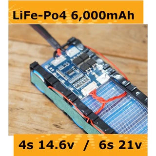 แบตเตอรี่แพ็ค LiFe-Po4 6,000mAh 4S 14.6V /6S 21V แบตลิเธียมฟอสเฟตสำหรับลำโพงบลูทูธ และอื่นๆ