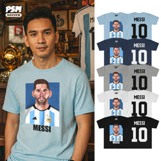 PSM เสื้อยืดลายนักฟุตบอล ลาย L.Messi ชุดฟุตบอลทีมชาติอาร์เจน…