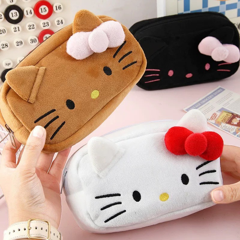 Kitty Bow Bag กระเป๋าคิตตี้ กระเป๋าใส่ของ ผ้ากำมะหยี่นุ่มนิ่ม ลายน่ารัก 3 สี ขนาดกำลังดี น้ำหนักเบา ใช้งานง่าน พกพาสะดวก