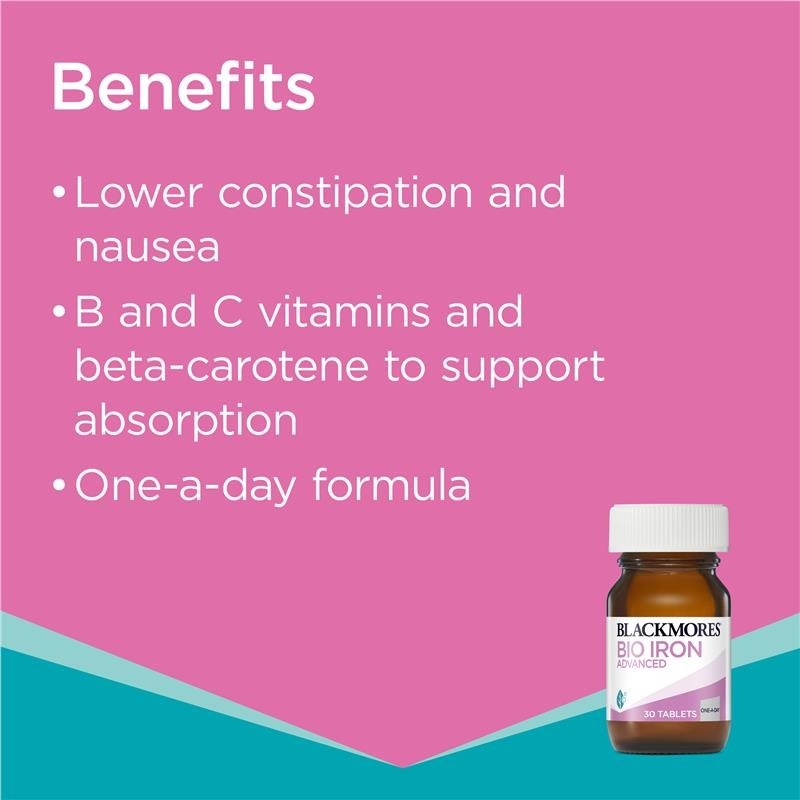 Blackmores Bio Iron แบล็คมอร์ ไอรอน แก้อ่อนล้า อ่อนเพลีย ธาตุเหล็กบำรุงสำหรับผู้หญิง (30เม็ด) - รูปที่ 5