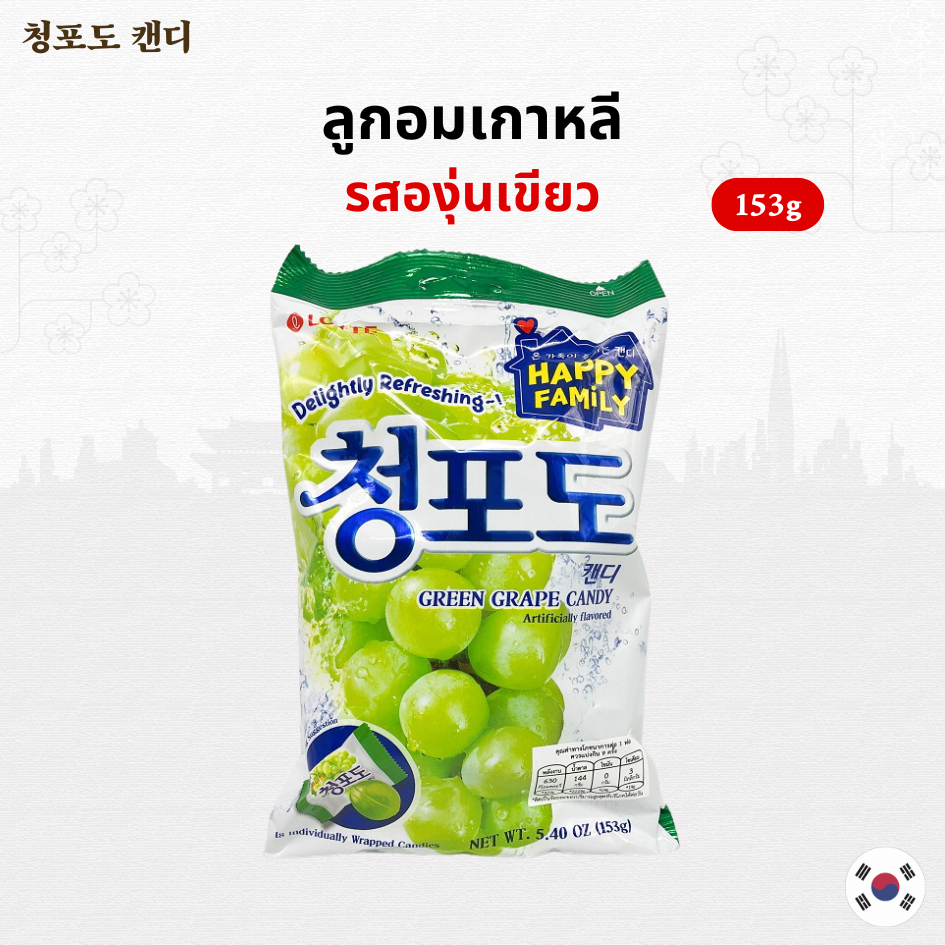 ลูกอมรสองุ่น Lotte Grape Candy 153g ลูกอมเกาหลี 청포도 캔디