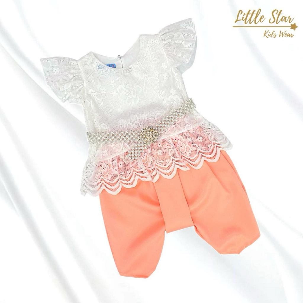 ⭐️Littlestar👧🏻ชุดไทย ชุดเซ็ต เสื้อลูกไม้แขนระบาย+โจงกระเบน ผ้านิ่ม มีซับใน ใส่สวย GTE0579+GPC0638 (ไม่ได้เข็มขัดนะคะ) - รูปที่ 3