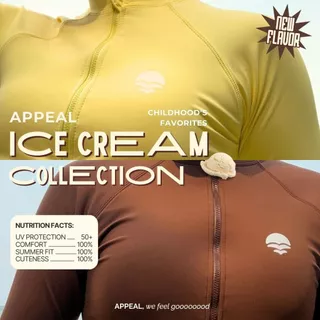 ใหม่!☀️APPEAL🌊 Ice Cream Collection เสื้อว่ายน้ำผู้หญิง Feel the Beach Rashguard แขนยาว กันUV มีซิป มีซับใน ฟองน้ำ P080