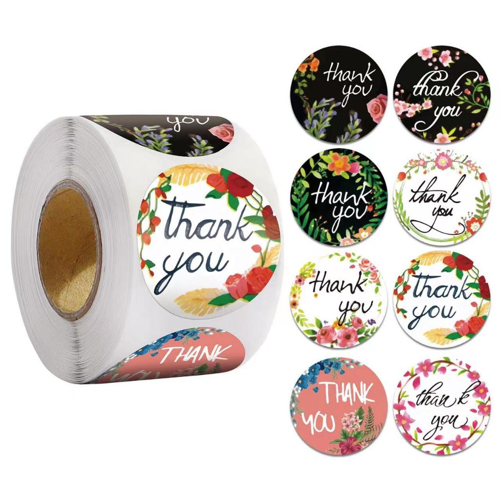 500ดวง สติ๊กเกอร์ขอบคุณ 2.5ซม thankyou sticker W03