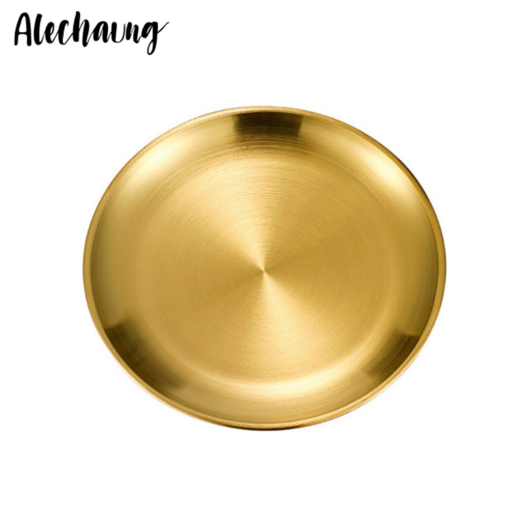 จานสแตนเลส จานเกาหลี Stainless steel plate จานใส่อาหารขนมหวาน แข็งแรง ทนความร้อนและเย็น ทำความสะอาดง่าย Alechaung coffee