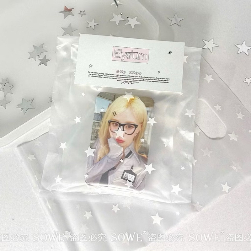 ✨🪄พร้อมส่ง!ถุงแพคการ์ด มีสองสี ฟ้า ขาว ลายดาว Stars ใส่ของ แพค10ชิ้น สวยมาก