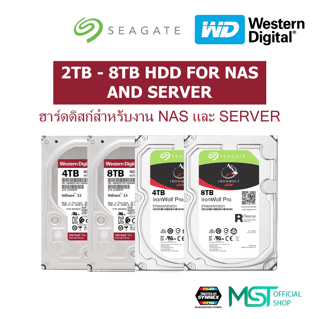 HARDDISK HDD NAS 2TB 4TB 6TB 8TB สินค้ามือหนึ่ง ประกันไทย ส่งไว
