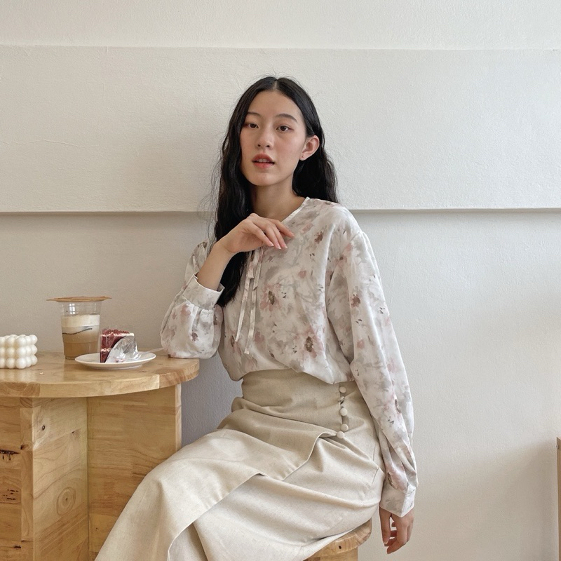 nature.bkk - TP1016 เสื้อคอกลมลายดอกไม้