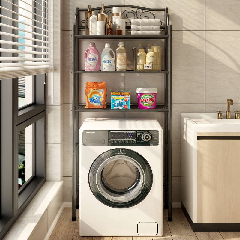 ชั้นวางคร่อมชักโครก พร้อมชั้นวางของ 2 ชั้น ชั้นวางคร่อมเครื่องซักผ้า