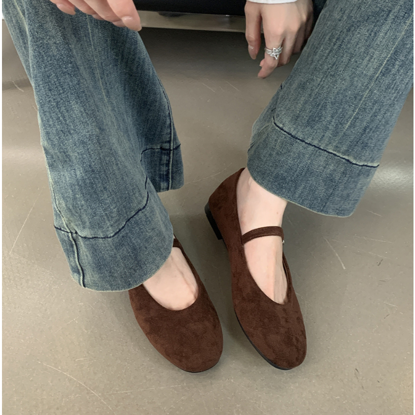 (พร้อมส่งจากไทย) รองเท้าแมรี่เจน หนังนิ่ม สีมอคค่า (MOCHA) รุ่น KAREN MARYJANE