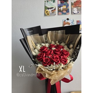 -CATHANDMADE-ช่อกุหลาบวินเทจแซมดอกไม้แห้ง วาเลนไทน์ ของขวัญป…
