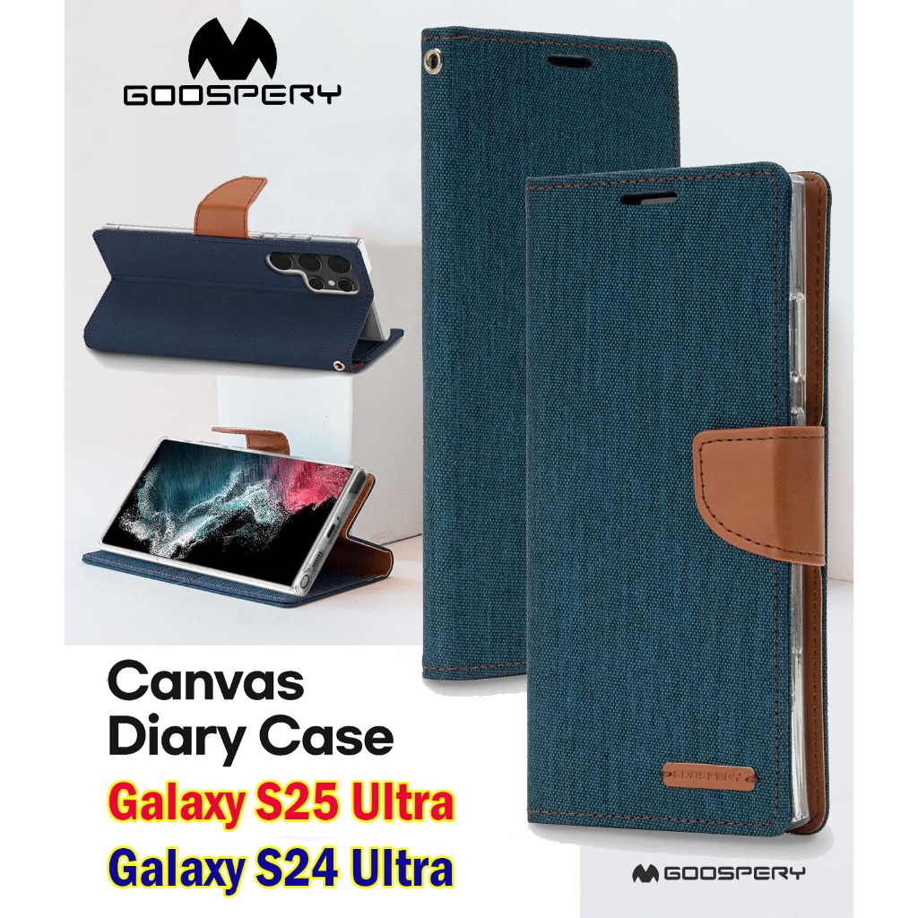 ส่งใน 🇹🇭 GOOSPERY เคสฝาพับ Samsung S25 Ultra / S24 Ultra เคสฝาพับมีที่ใส่บัตร Samsung S25Ultra / S24Ultra Canvas Diary