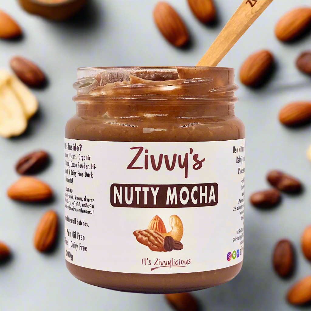 เนยถั่วอัลมอนด์, เม็ดมะม่วงหิมพานต์ และพีคาน นัตตี้โมคา | Zivvy's Nutty Mocha