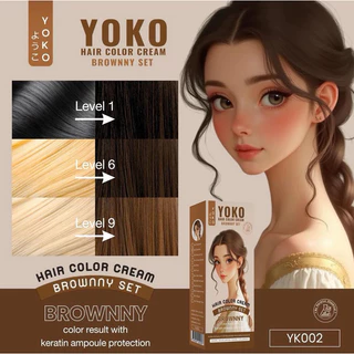 Yoko โยโกะ Hair Color Cream Reddish Brown Set แฮร์ คัลเลอร์ ครีม เรดดิช บราวน์ เซ็ต 2 หลอด 100 ml