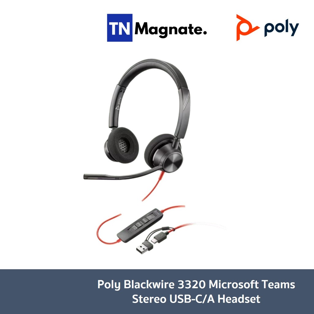 [หูฟังแบบมีสาย] Poly Blackwire 3320 Microsoft Teams Stereo USB-C/A Headset