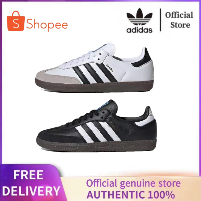 🔥ของแท้ 100 %🔥 Adidas Samba OG White/Black Shoes นเทจสวมทน อาดิดาส รองเท้าผ้าใบ รองเท้าคู่รักสำหรับชายและหญิง