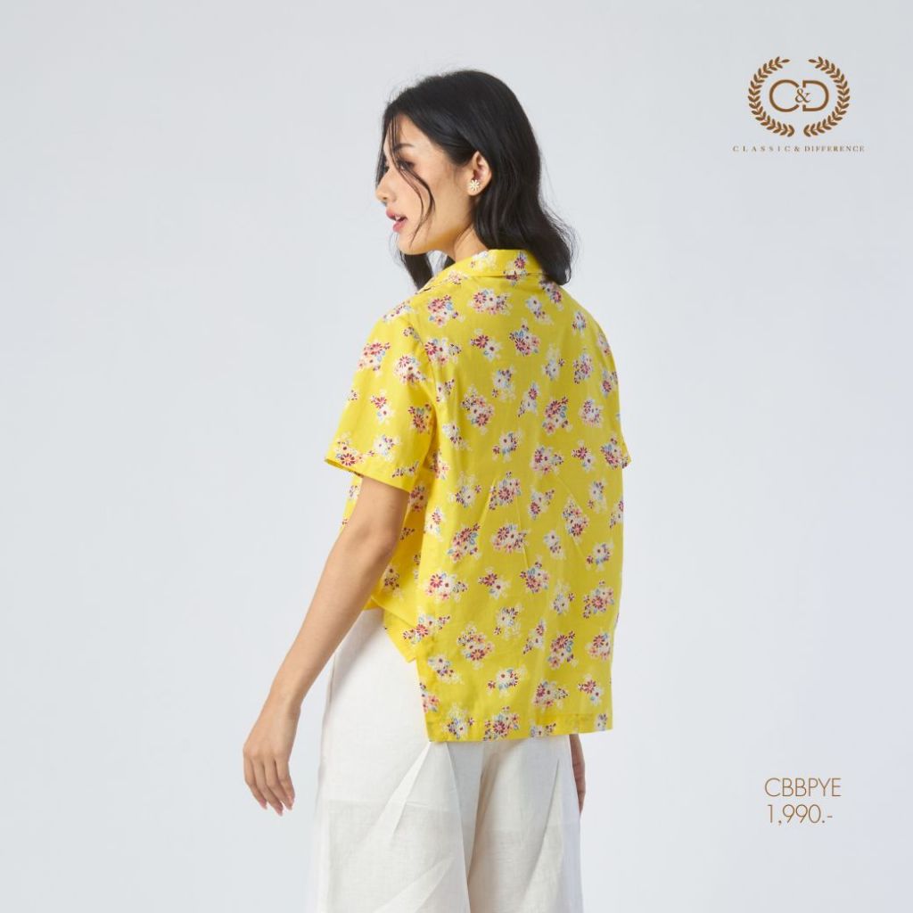 C&D Woman's shirt Haru เสื้อเชิ้ตผู้หญิง แขนสั้น สีเหลือง CBBPYE - รูปที่ 2