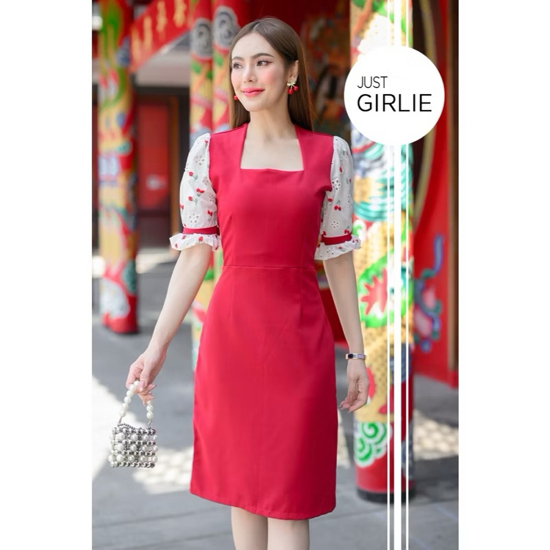 เดรสสีแดง มือ 2 งานป้าย just girlie