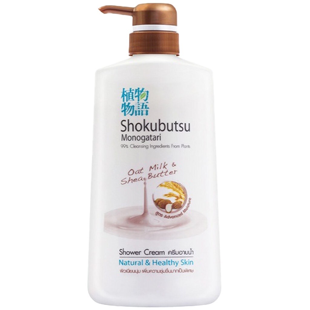 SHOKUBUTSU ครีมอาบน้ำ โชกุบุสซึ ขวดปั๊ม 450 - Oat Milk