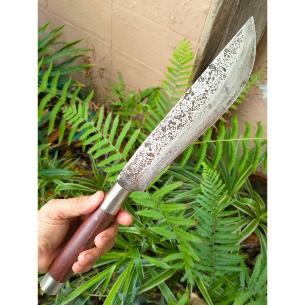 มีดเหน็บ อีเหน็บ (E-Nep) มีดพกพา มีดเดินป่า มีดแคมป์ ใบ 9.1” SUP9  ผิวไฟ ด้ามไม้ประดู่ คอ-ท้ายด้ามสแ