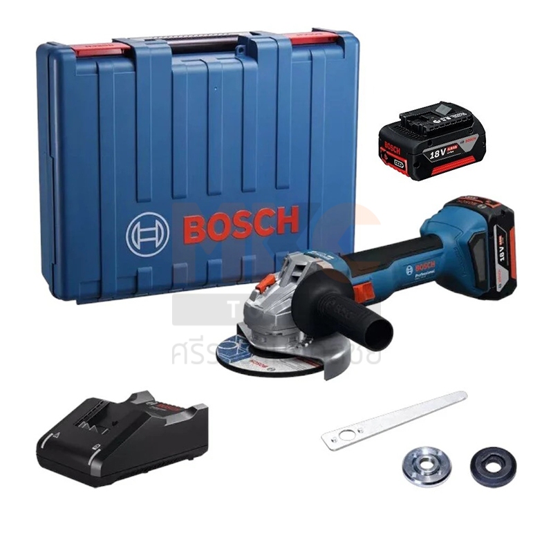 Bosch เครื่องเจียร ไร้สาย 18V GWS 18V-8  (รวมแบต 4.0Ah + แท่นชาร์จ GAL 18-40 + กล่อง Case) เซต