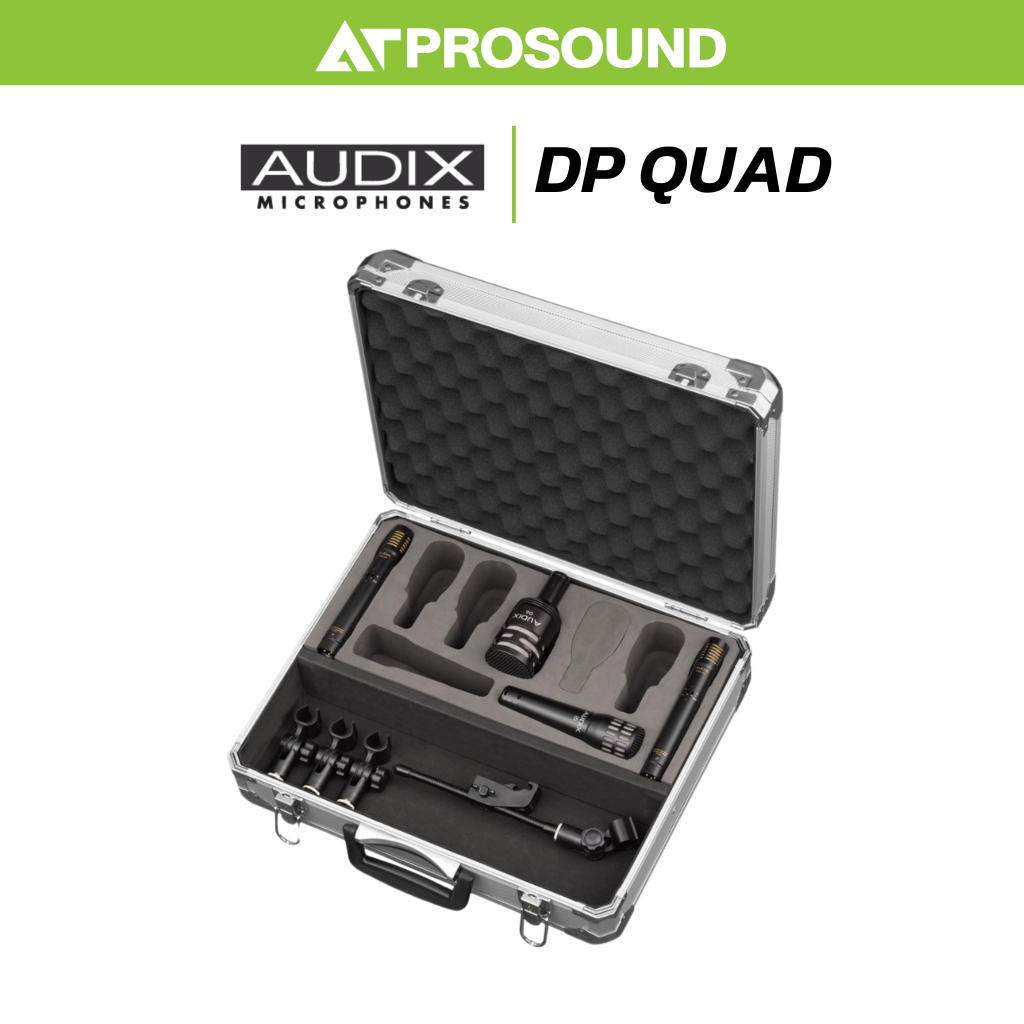 AUDIX DP QUAD ชุดไมค์จ่อกลอง แบบมืออาชีพจำนวน 4 ชิ้น มาพร้อม Hard Case และที่ยึดไมค์ AT Prosound