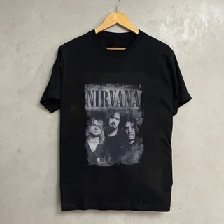 ผู้ชาย เสื้อยืด คอกลมNirvana ระบายอากาศ อเนกประสงค์ อ่อนนุ่ม ใส่สบาย สีดำ สีขาว POPtshirt ขนาด S-5XL