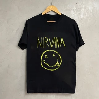 ผู้ชาย เสื้อยืด คอกลมNirvana ระบายอากาศ อเนกประสงค์ อ่อนนุ่ม ใส่สบาย สีดำ สีขาว POPtshirt ขนาด S-5XL