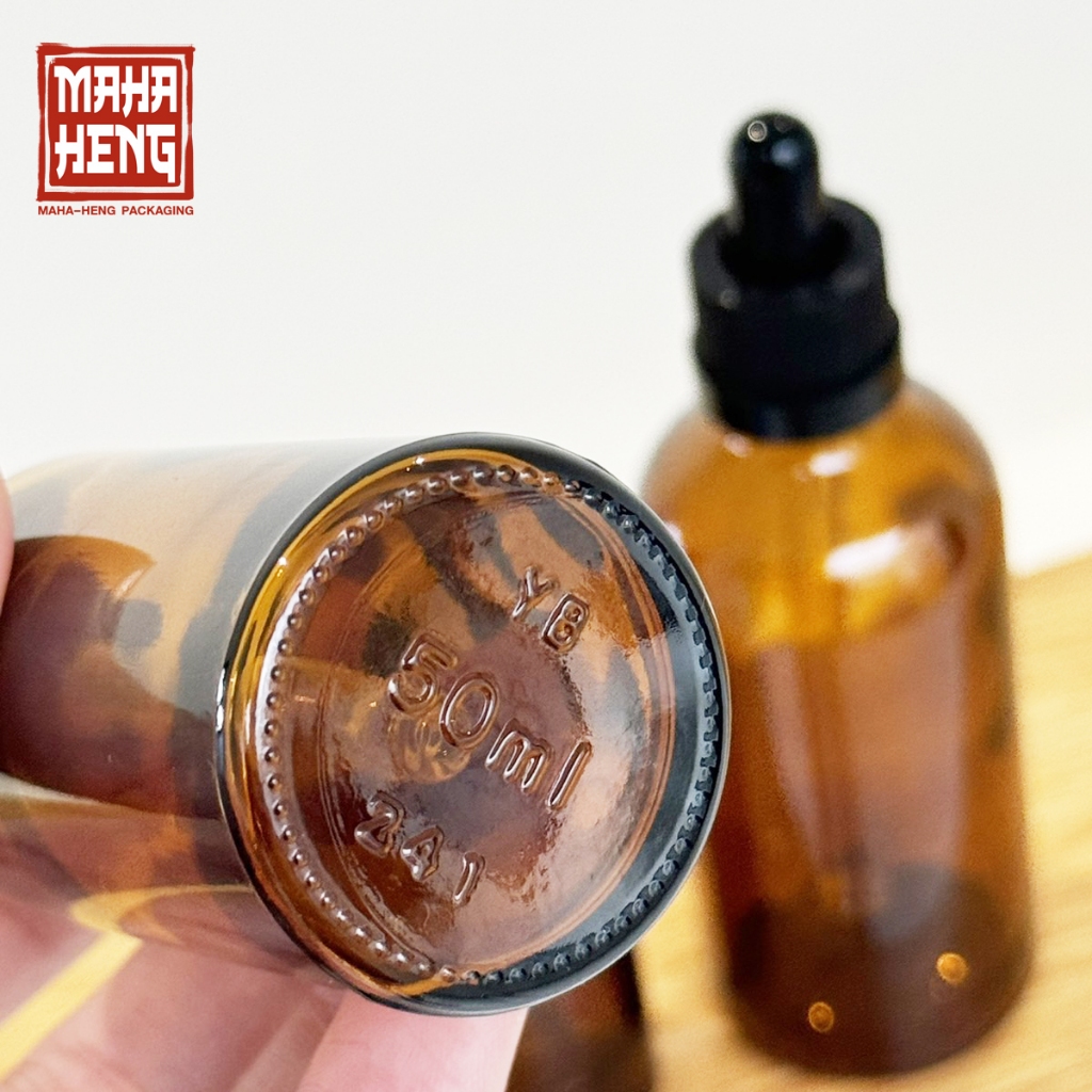 ขวดดรอปเปอร์ ขวดเซรั่มหัวดรอป ขวดแก้วสีชา 30/50/100 ml พร้อมจัดส่ง มหาเฮงบรรจุภัณฑ์