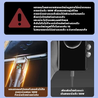 Type C สายชาจแบตเร็ว 120W/6A Superfast Charge Digital Display Cable For สายชาร์จ