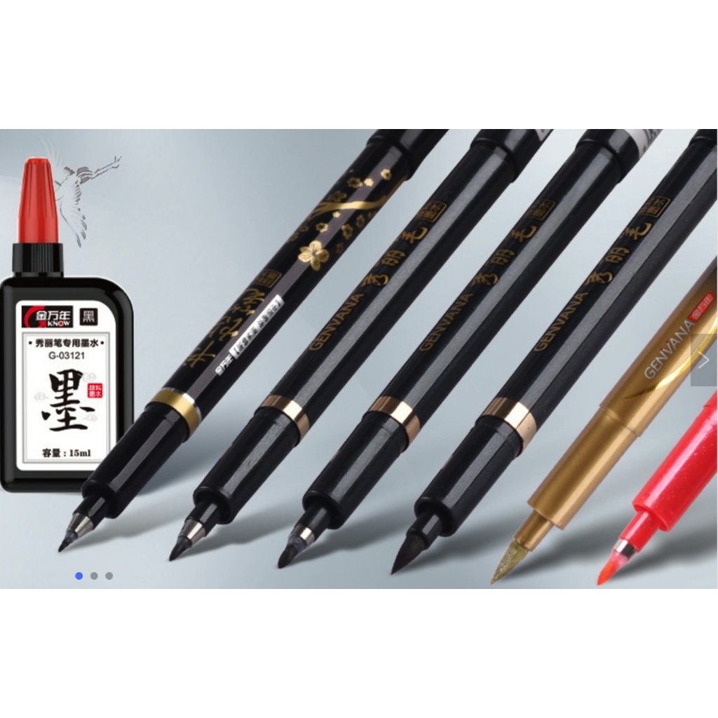 🏅แปรงปากกาประดิษฐ์ตัวอักษรจีน JINWANNIAN ปากกาพู่กันเขียนอักษรจีน  StudentArt DrawingMarker - รูปที่ 6