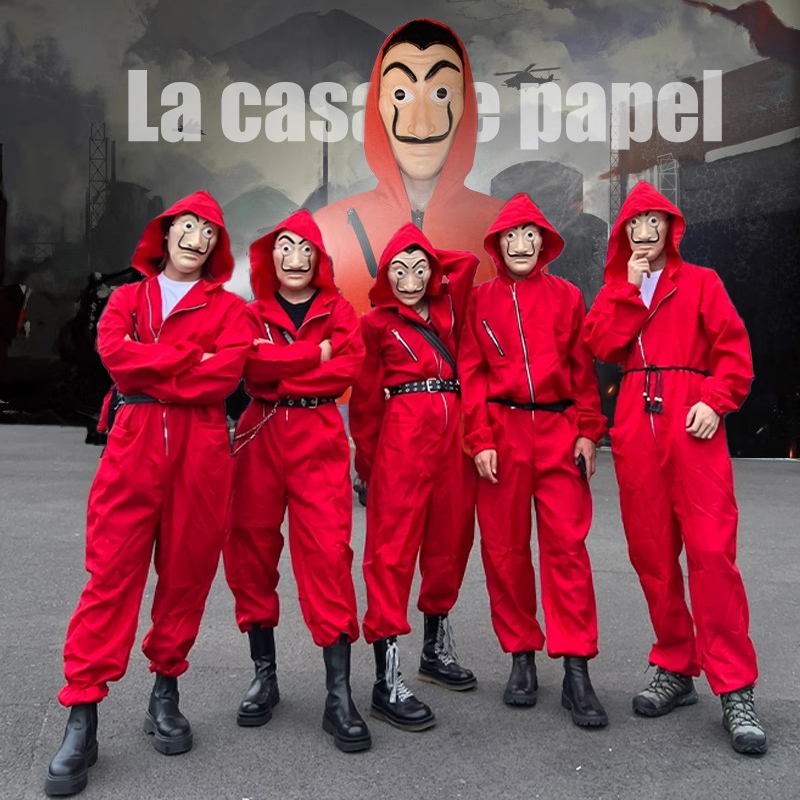 🔥🔥ชุดนักโทษ+หน้ากากฟรี La casa de papel Dali mask jump suit dali money heist ทรชนคนปล้นโลก