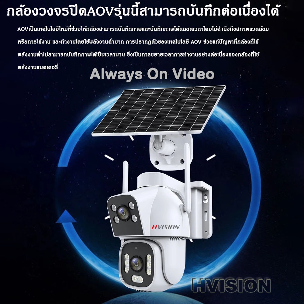 🔥 คลาวด์ซิมการ์ดในตัว🔥AOV กล้องวงจรปิดโซล่าเซลล์ ใส่ซิม เลนส์คู่ Solar CCTV/ Battery Power 8MP พลังงานแสงอาทิตย์