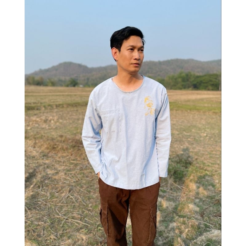 เสื้อผ้าฝ้ายแขนยาวสีฟ้า หลวงพ่อเยื้อน🌳💧