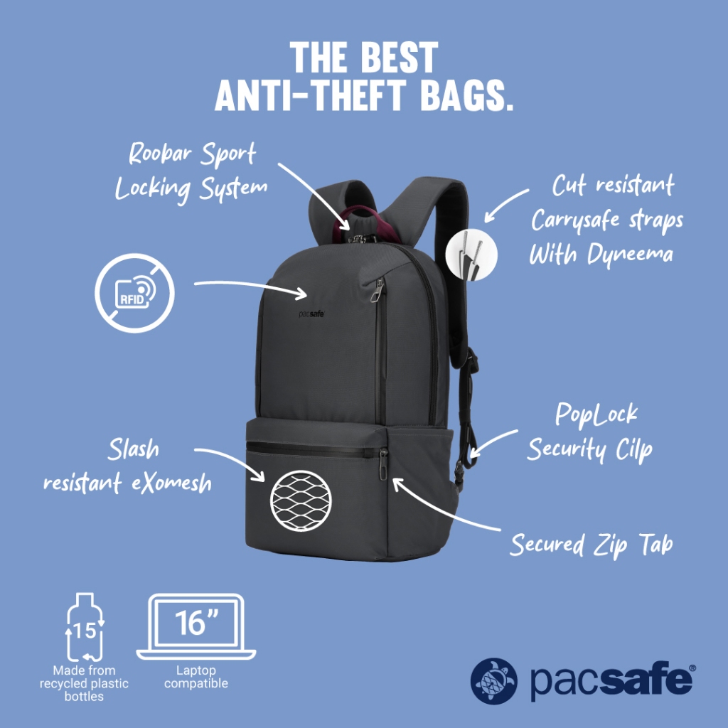 Pacsafe X 20L BACKPACK (METROSAFE X 20L) ANTI-THEFT กระเป๋าเป้ กระเป๋าสะพายหลัง กระเป๋ากันขโมย