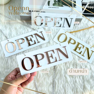 ป้ายอะคริลิค OPEN CLOSED ห้อยประตู ขนาด 19x7 cm. [สินค้าพร้อมส่ง] โรงงานไทย