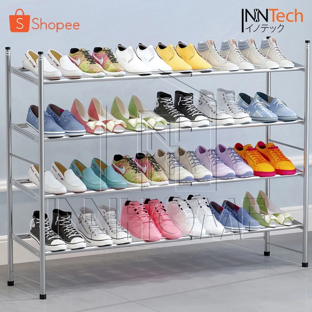 [ลดพิเศษ] InnHome ชั้นวางรองเท้า ยืด-หด ได้ 4 ชั้น ชั้นเก็บรองเท้า ชั้นวางของ ที่วางรองเท้า Shoe Rack 110 cm รุ่น XJ274