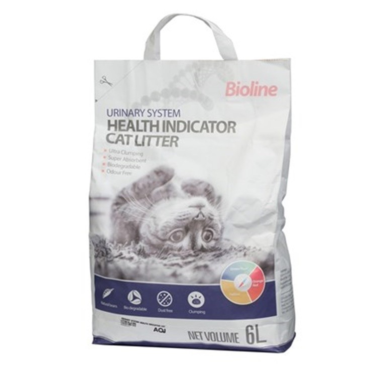 Bioline cat litter ขนาด 6 ลิตร (2.5Kg) ทรายเต้าหู้แมว สามารถตรวจจับความผิดปกติของปัสสาวะได้