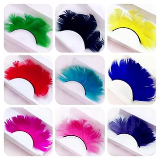 ขนตาปลอม หลากสี ขนตาขนนก ขนตาแฟนซี พรอพปาร์ตี้ 1 Pair Natural Feather False Eyelashes Party Nightclub Makeup Eye Lash