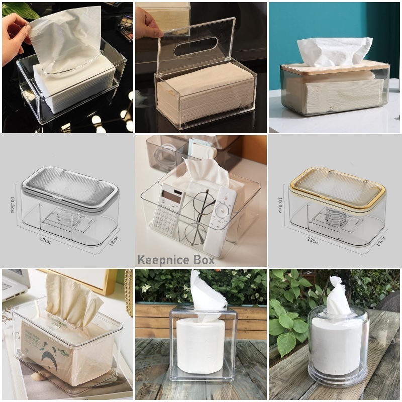 กล่องใส่กระดาษทิชชู่ อะคริลิคใส กล่องใส่แมสก์ สไตล์มินิมอล