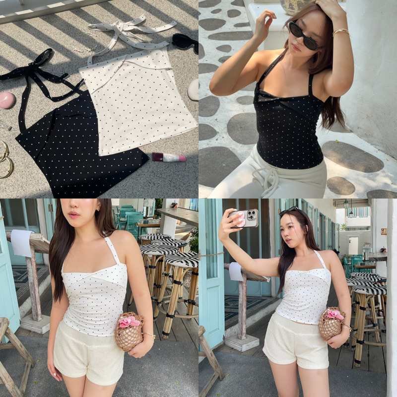 dottie top by Duex Studio (S-XL) เสื้อผูกคอลายpolkadot ผ้าคอตตอนนุ่มยืดใส่สบาย