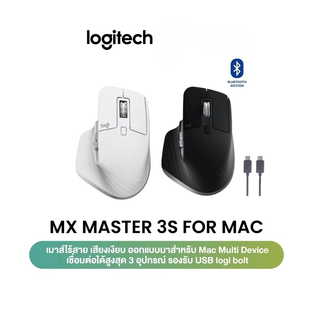 Logitech MX Master 3S for Mac Performance Wireless Mouse เมาส์บลูทูธ ให้เหมาะกับ macOS และเข้ากันได้