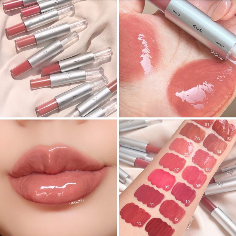 4U2 TWOGETHER MATTE AND GLOSS LIP - ลิปกระจก ติดทน ลิปสงกรานต์ กลบสีปาก ปากฉ่ำ ลิป4U2