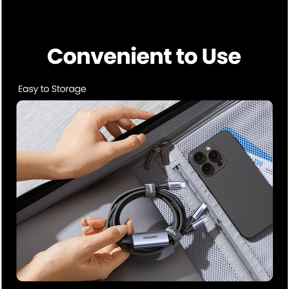 UGREEN สายชาร์จ USB-C 100W PD Type C 2-in-1 Fast Charging ชาร์จได้ 2 เครื่องพร้อมกัน รุ่น 35087 - รูปที่ 3