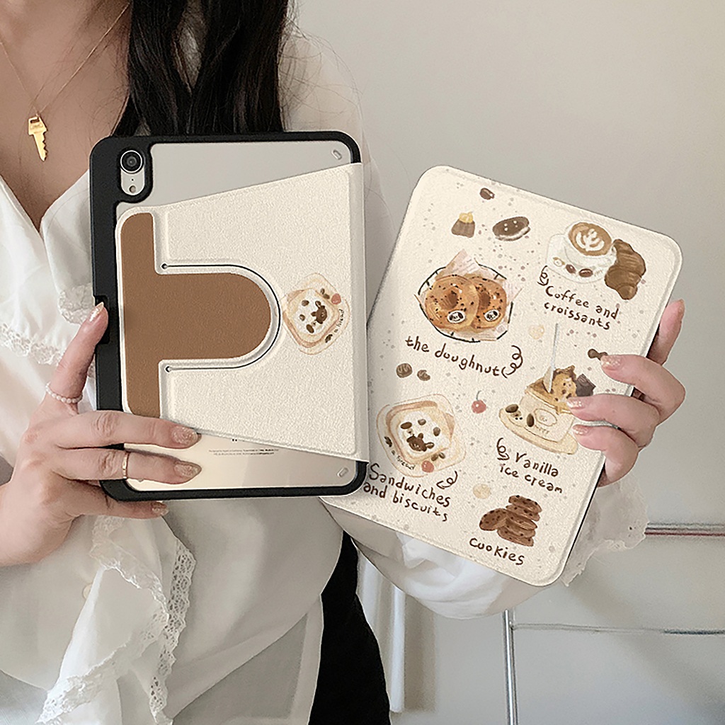 💥พร้อมส่ง💥case iPad Gen12 Gen11 Pro13 Gen10 ที่ใส่ปากกา คุกกี้รสกาแฟ เคสiPadหมุน 360°Air7 Air8 11/13