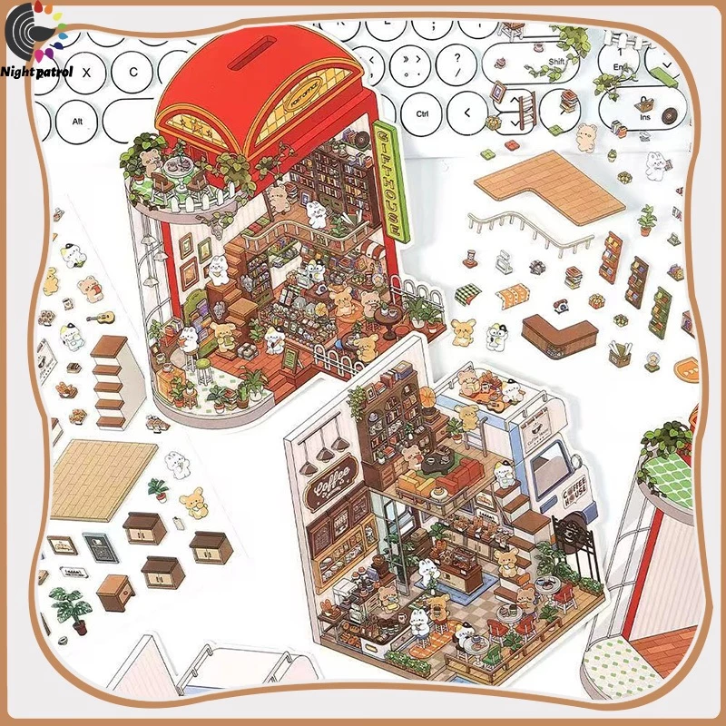 ติ๊กเกอร์วารสารน่ารักสติกเกอร์กันน้ํากระดาษสมุดวัสดุสมุดภาพชุด Diy สติกเกอร์ปริศนา