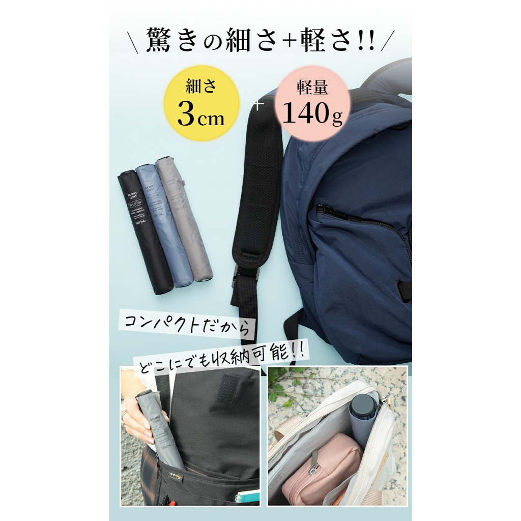 [Waterfront official brand store] Skinny Light fold 60cm umbrella big but compact size