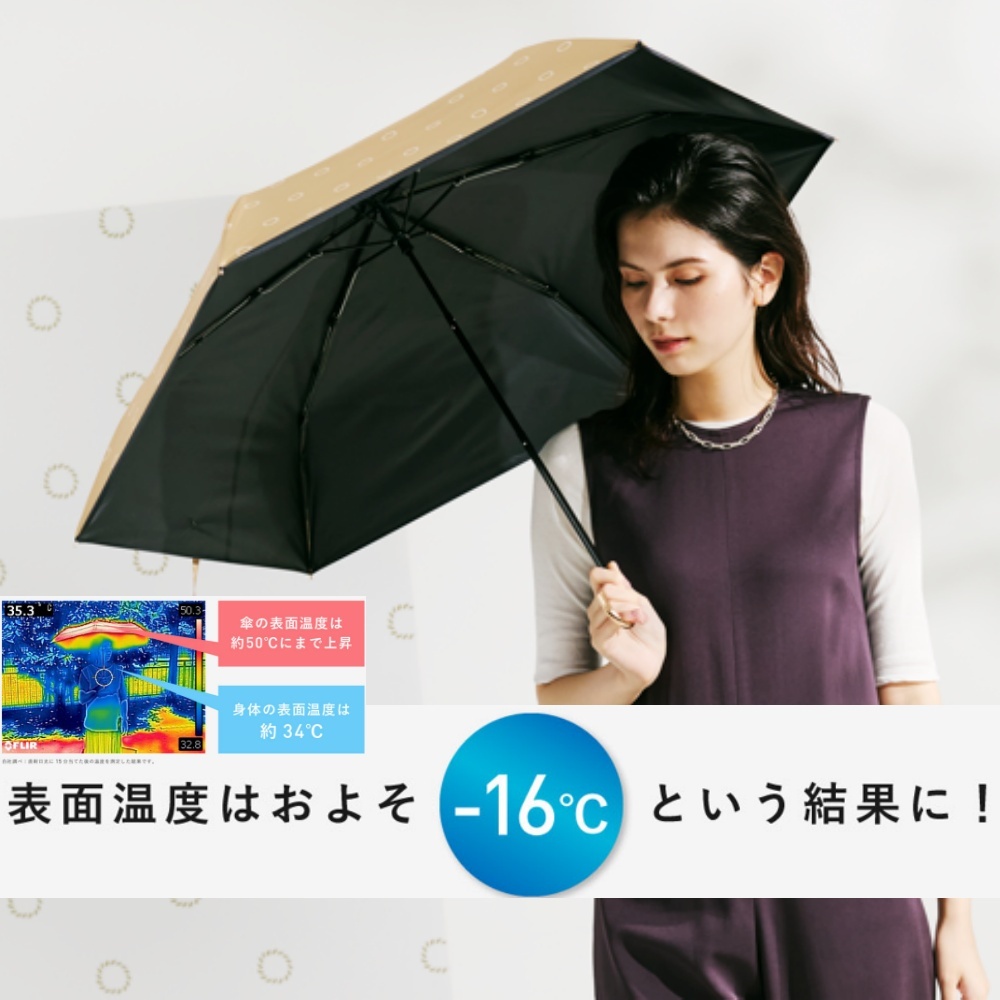 [Waterfront official brand store] Slender handle UV block foldable umbrella 53cm Japan